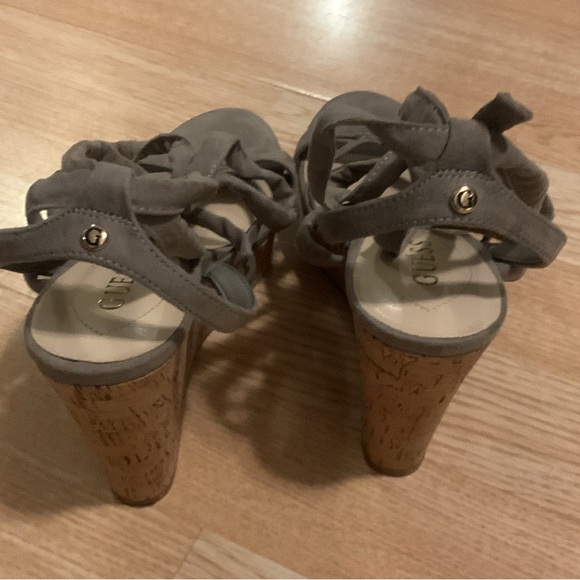 Guess Treacy Lace Up Cork Wedges size 7 1/2 in gray - Picture 4 of 4